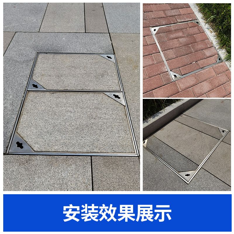 304不锈钢隐形井盖嵌入式正方形下水道定制板式201铺砖窨井盖