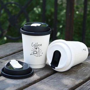 90口径中空纸杯加厚双层纸杯子带盖奶茶店专用咖啡杯商用定制logo