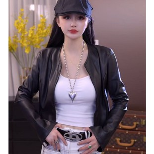 拉链黑色漆皮春秋 新款 外套皮衣极简风韩版 修身 女装