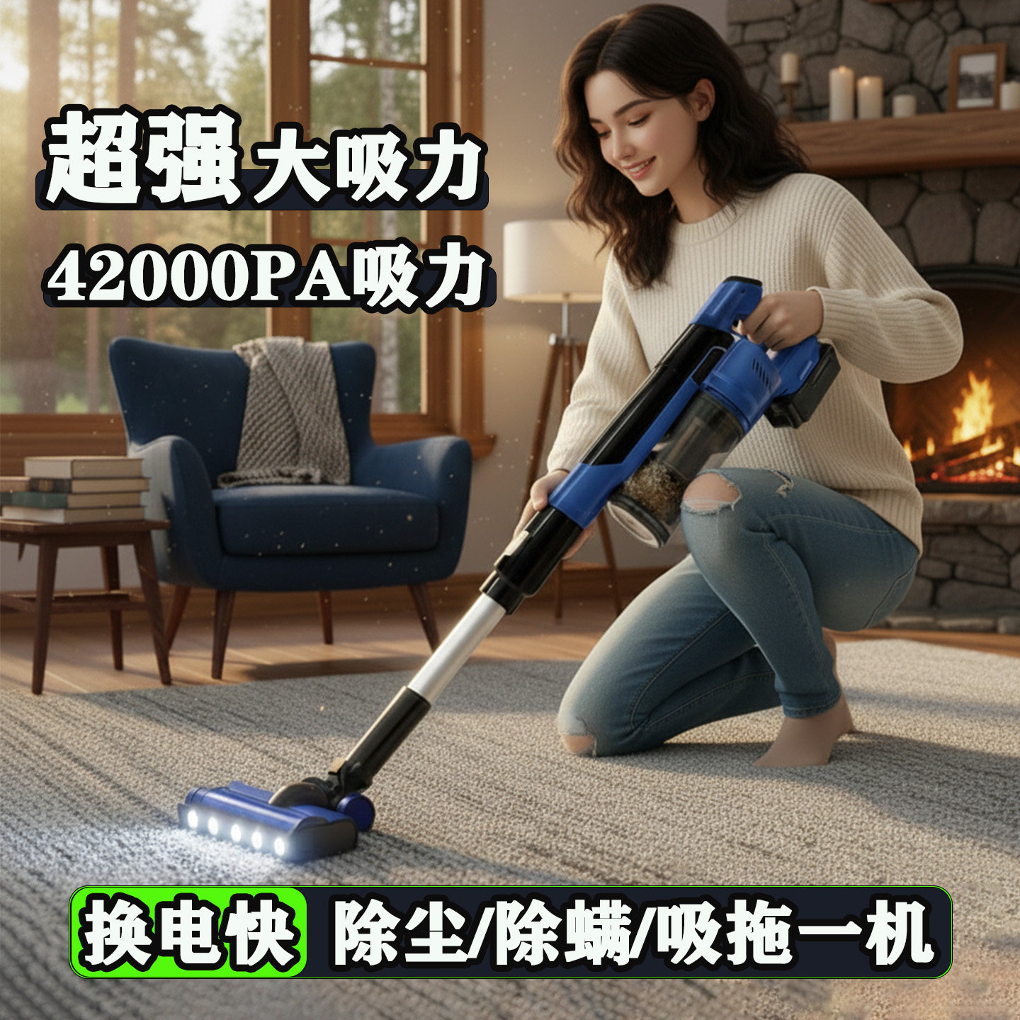 无线锂电吸尘机器车载家工业用小型手持式超强大吸力功率吸拖一体