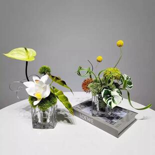 现代轻奢风花器仿真花艺摆件样板房洽谈桌高档假花摆设绿植装饰品