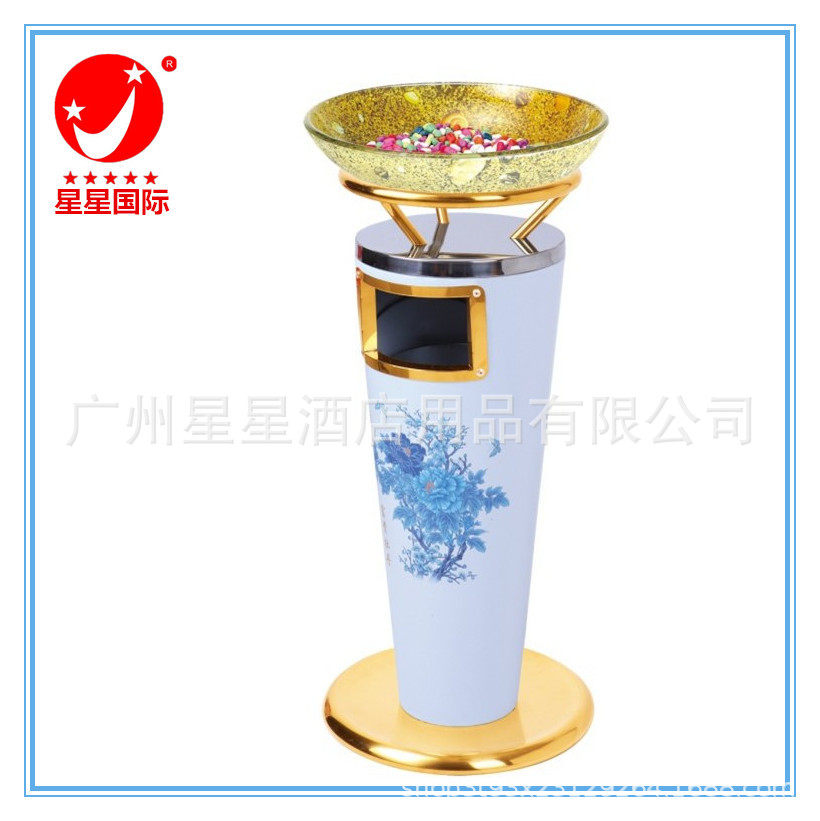 搪瓷宝鼎烟灰桶不锈钢烤漆宝鼎烟灰桶时尚创意圆形垃圾桶供应