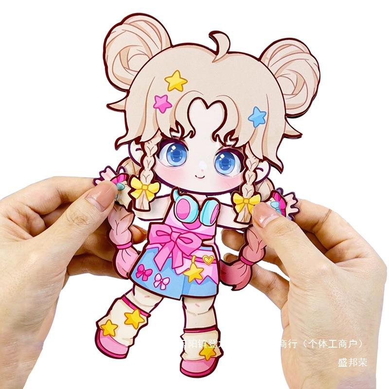 纸片画人纸岁儿童卡通可动安静书换装贴纸到变装金小女孩偶粘贴