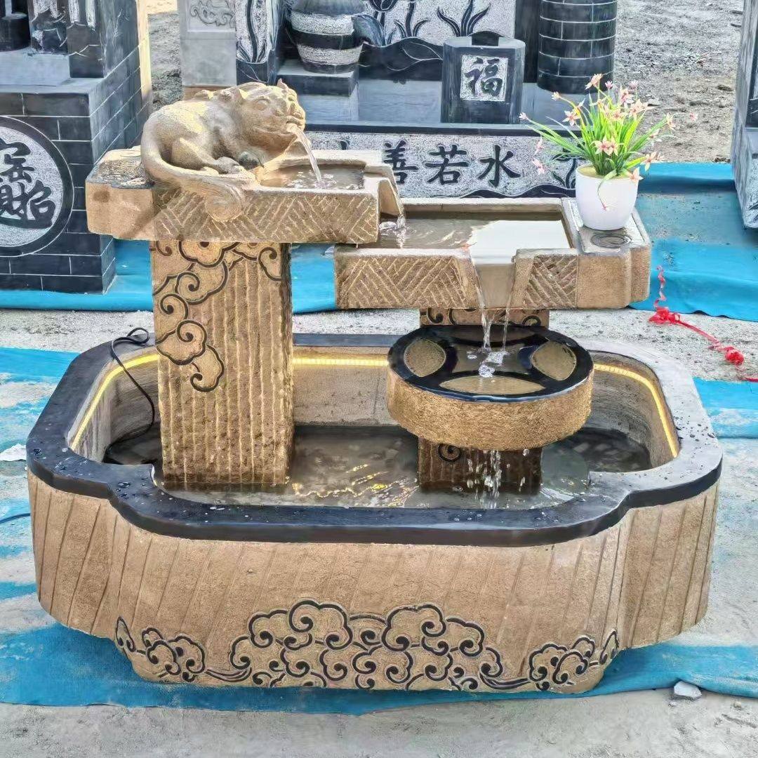 庭院石雕鱼缸水循环流水