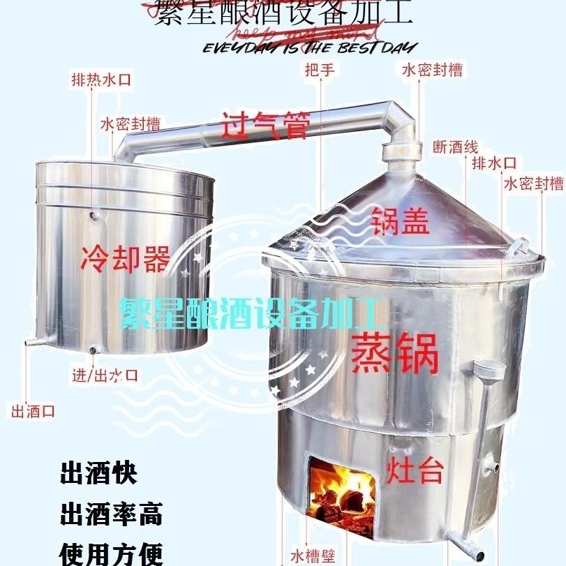 酿酒设备铝材酒甑柴火直