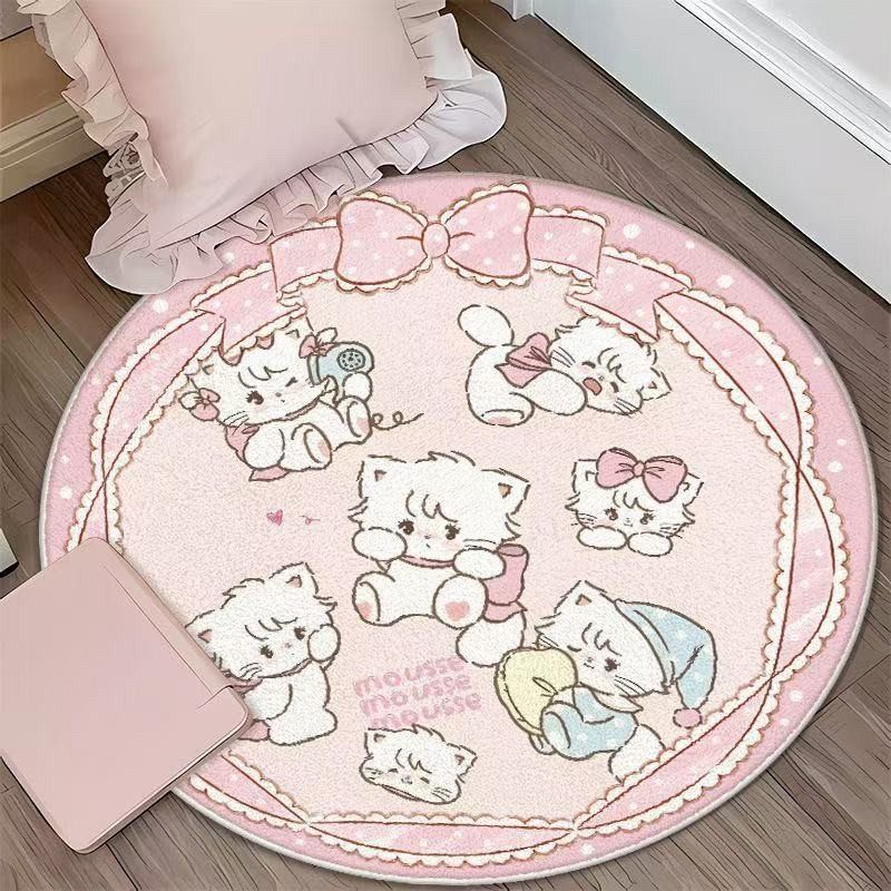 Mikko圆形床边毯客厅卧室衣帽间地毯儿童房舒适柔软仿羊绒垫子