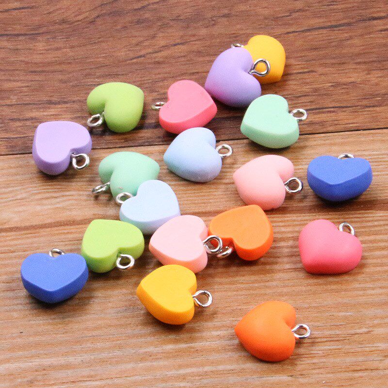 9 Colors 1315mm DIY Resin Charms Cute CandyColored Heart Pen