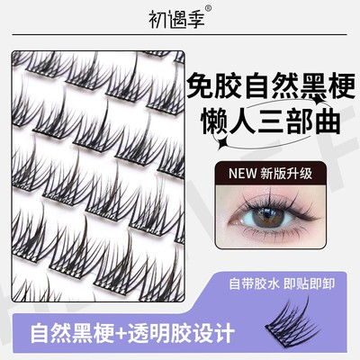 初遇季免胶太阳花假睫毛初学隐形单簇纤长新手妈生自然眼睫毛