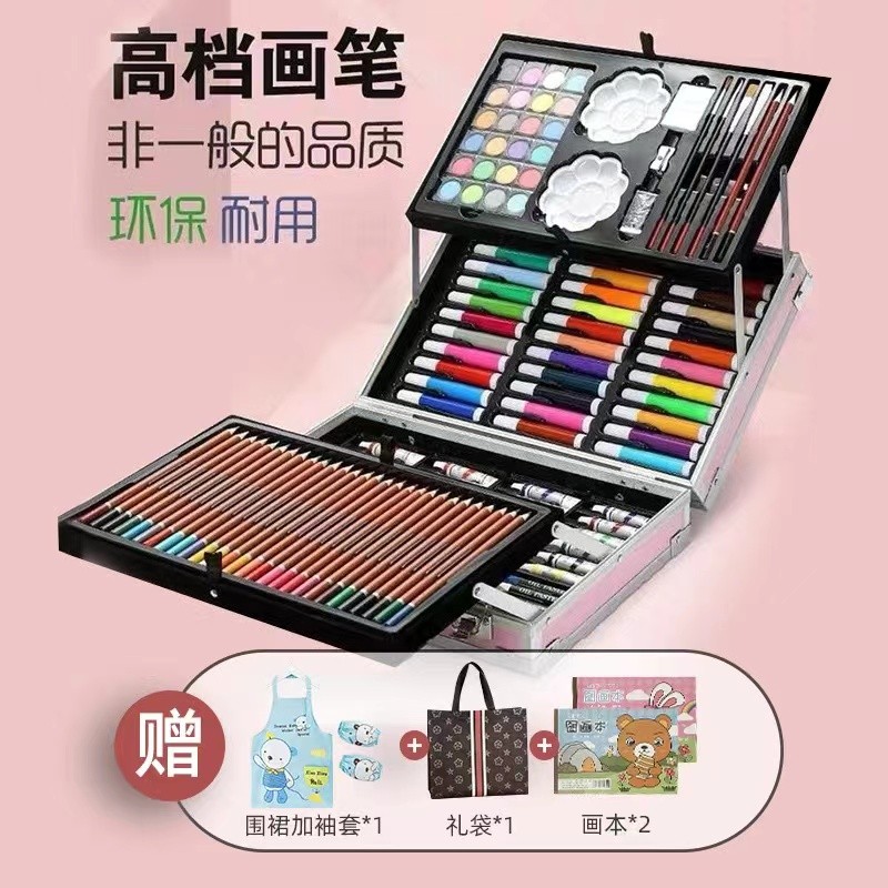 新款画笔套装绘画工具优质水彩笔中小学生男女孩哑光手工绘画礼物