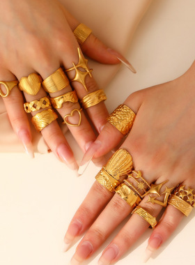 Niche design sense open index finger wide face ring