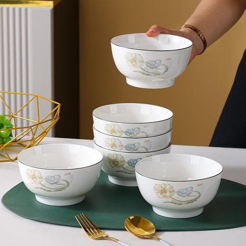 【爱莲说】5.5英寸沙拉碗6只装陶瓷家用高颜值吃饭碗送礼个性碗