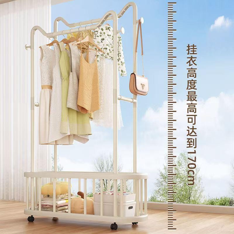 晾衣架落地立式晒衣服架子单双杆家用卧室出租房阳台衣帽架可移动