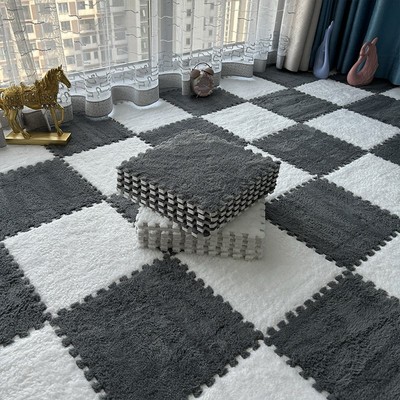 毛绒地毯卧室少女房间床边全铺式耐脏加厚可裁剪家用儿童拼接地毯
