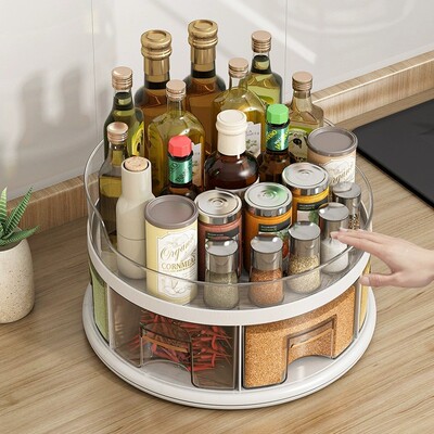 厨房调料盒一体多格调味品置物架家用台面旋转调料油盐酱醋收纳架