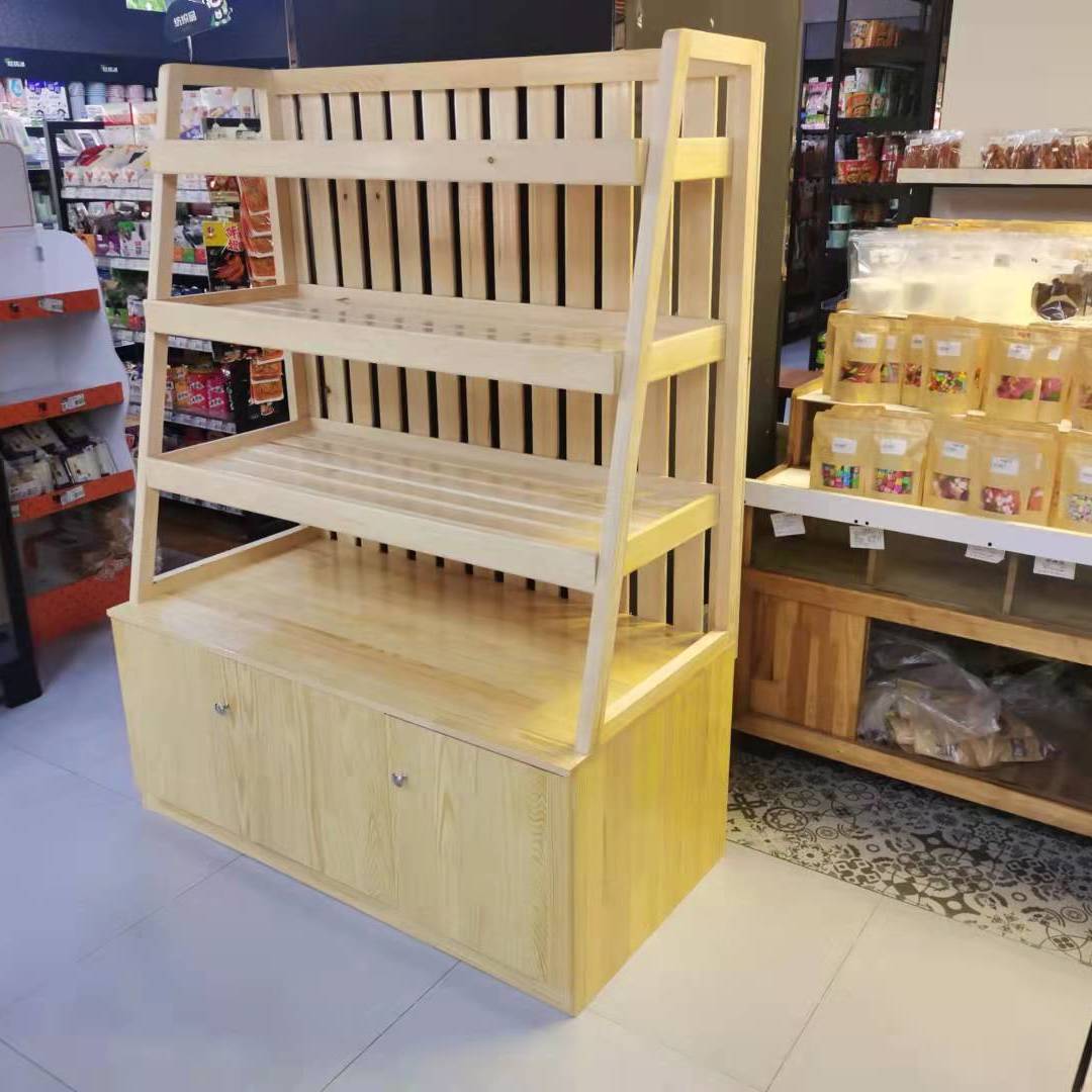 实木面包架子超市便利店蛋糕糕点烘培货架中岛柜木质靠墙展示柜