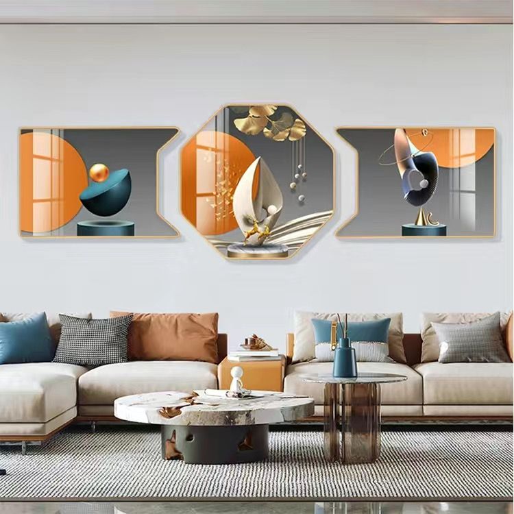 包安装2025新款客厅装饰画沙发背景墙面壁画三联高端创意挂画晶瓷图片