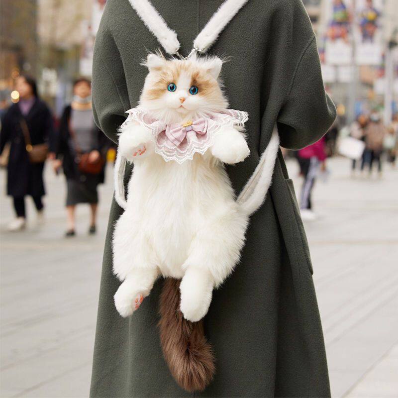 仿真猫咪背包网红同款仿真布偶背包玩偶猫咪女生可爱毛绒公仔双肩