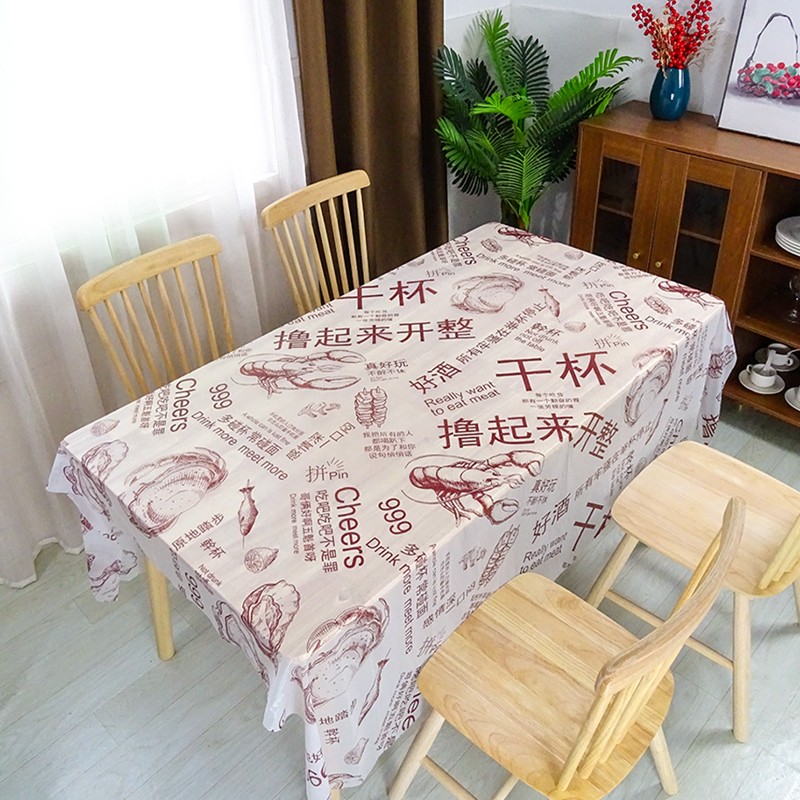 小龙虾一次性桌布圆桌加厚塑料餐桌布长方形夜宵店大排档台布饭店