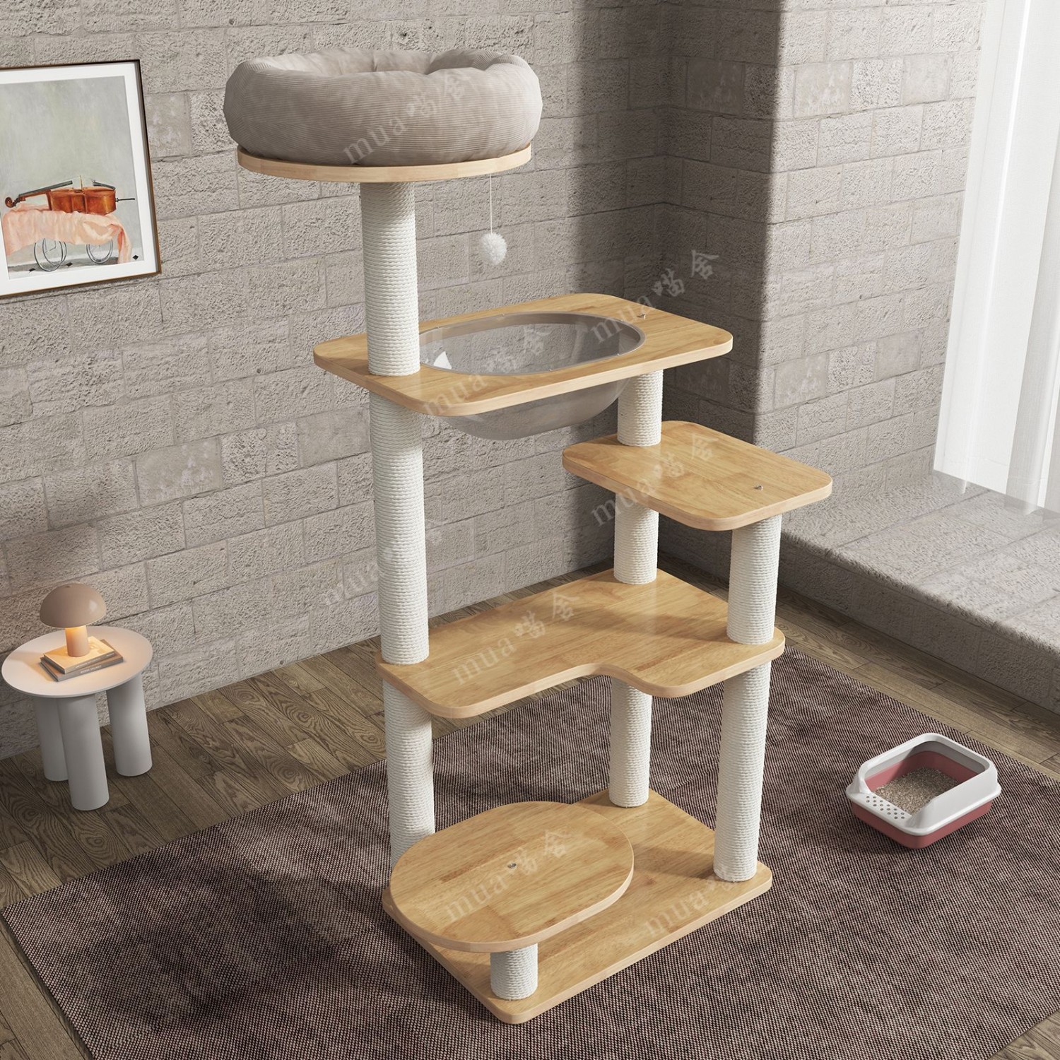 实木猫爬架一体大型猫窝别墅多层猫跳板大太空舱猫抓柱小型不占地