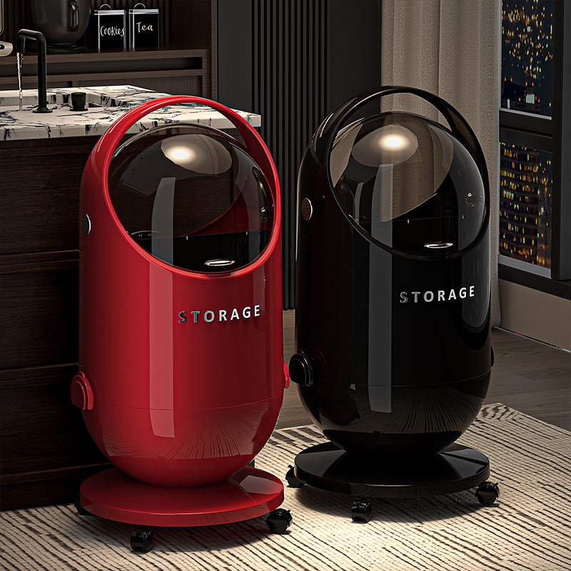 垃圾桶客厅家用2025新款厨房卧室轻奢高档高颜值带轮带盖免弯腰