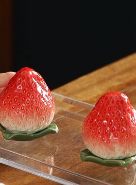 草莓茶叶罐陶瓷草莓仿真陶瓷大水果茶叶储物罐橱柜家居样板房电视