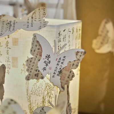 纸言片语明信片30张纸上烟雨国风书法异形明信片创意蝴蝶文字古诗