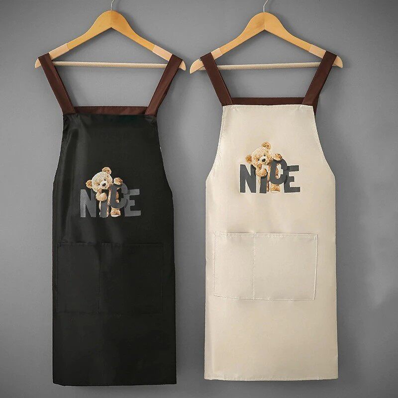 【2条装】防水放油围裙家用背带厨房工作服做饭餐饮围腰双肩围裙