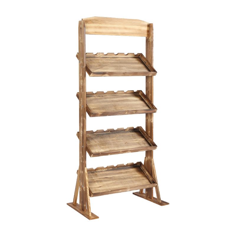 高端实木红酒架收纳柜木质落地酒架展示架陈列柜创意商品摆放架