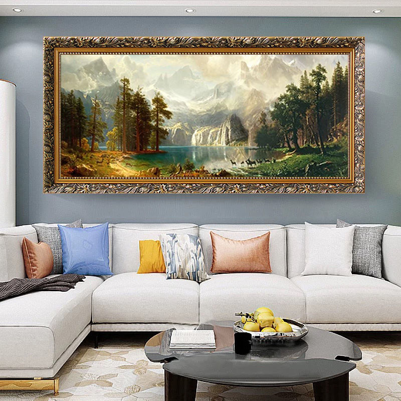 欧式简约客厅装饰画美式沙发背景墙壁画卧室餐厅挂画风景油画挂墙图片