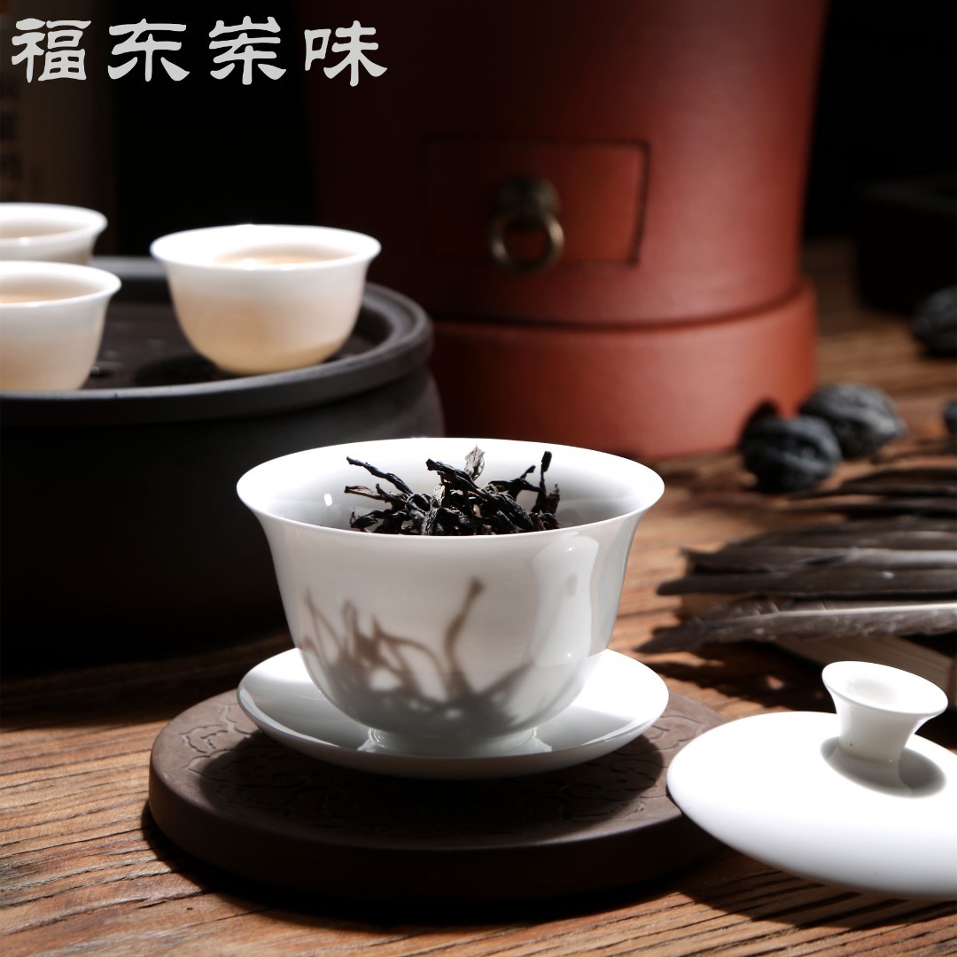 【不烫手超薄骨瓷盖碗】潮州工夫茶具手工正骨骨瓷茶具单丛茶盖碗