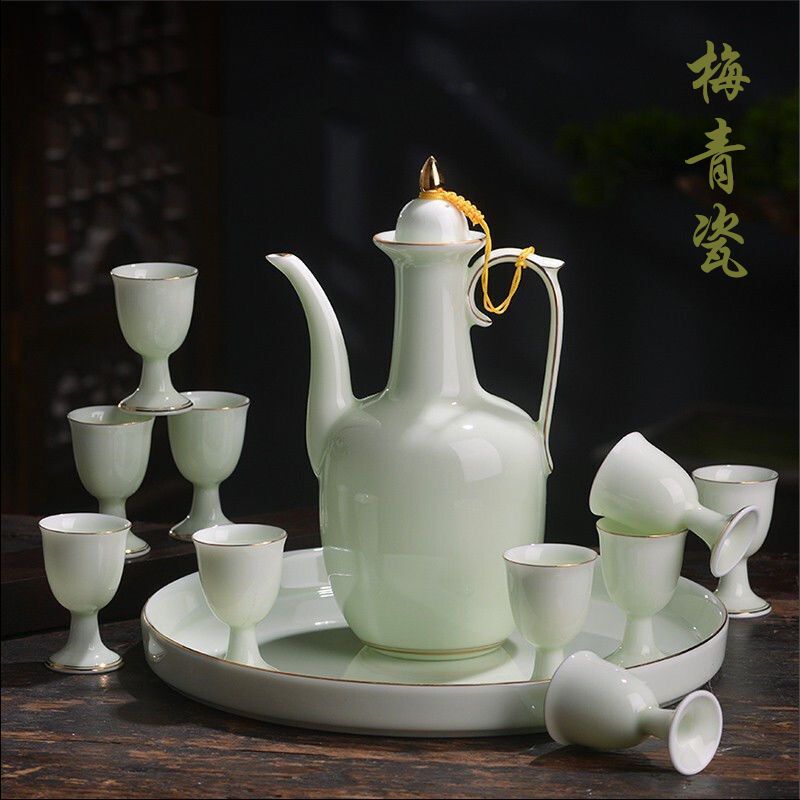 景德镇陶瓷器仿古中式酒具套装高档酒壶白酒酒杯子青瓷分酒器家用