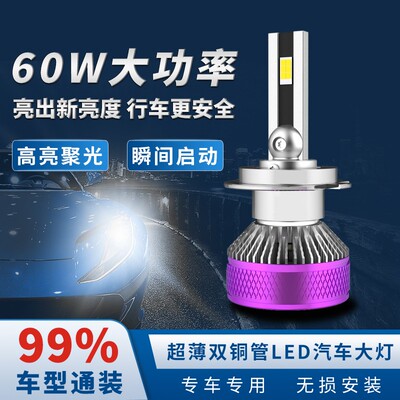 光音荟热促超博双铜管大功率超亮LED汽车大灯H7H1远光近光通装