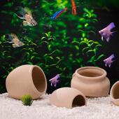 陶窝鱼缸陶罐躲避屋造景石头三湖躲避洞繁殖罐水草虾屋虾窝虾爆款