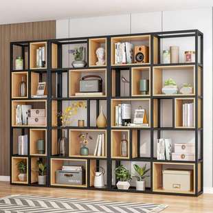 铁艺靠墙落地置物架客厅陈列架书架收纳办公室隔断展示架多层架子