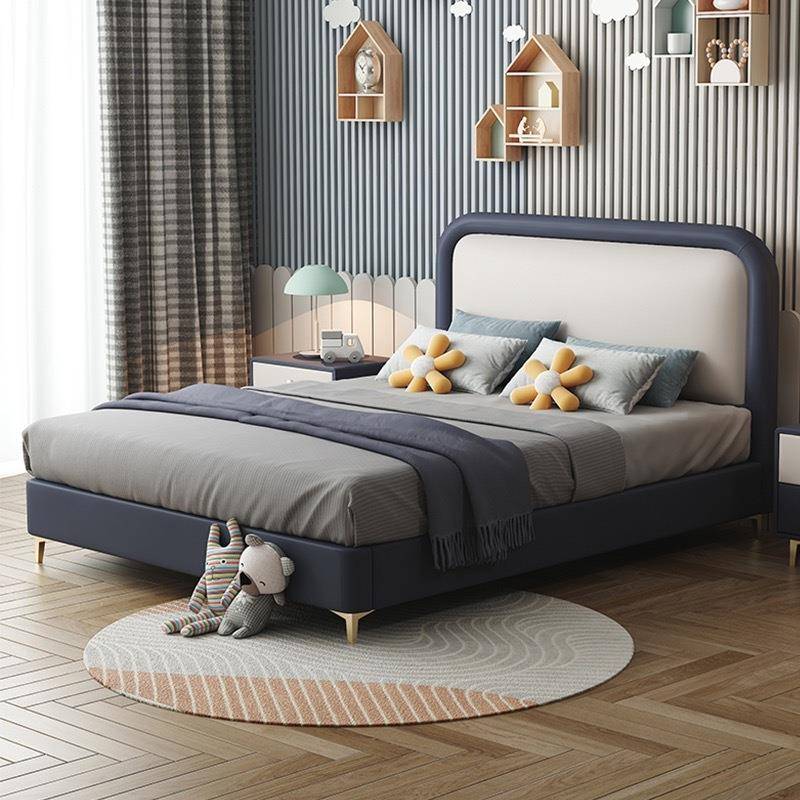 儿童床男孩真皮床青少年单人床1.5米现代简约储物床小户型齐边床