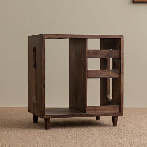 新中式茶水柜置物架实木简约黑胡桃木茶柜小茶台阳台家用泡茶边柜