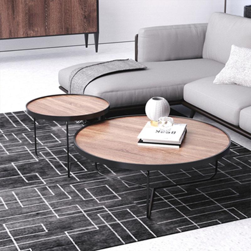 北欧实木大小茶几组合简约现代小户型家用客厅茶几圆形小茶桌实木