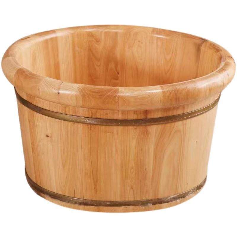 26cm高圆边足浴盆成人家用穴位按摩足疗香柏木质泡脚香柏木足浴盆