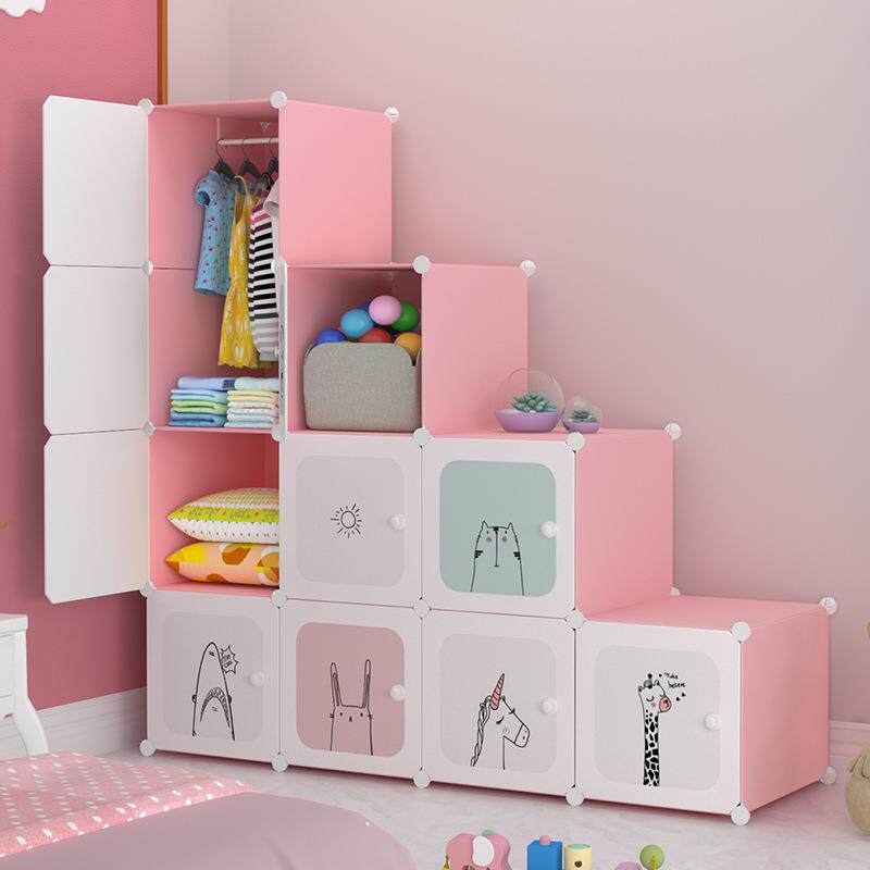 洁然衣柜卡通儿童收纳柜塑料组合经济性宝宝婴儿小衣橱经济实惠装