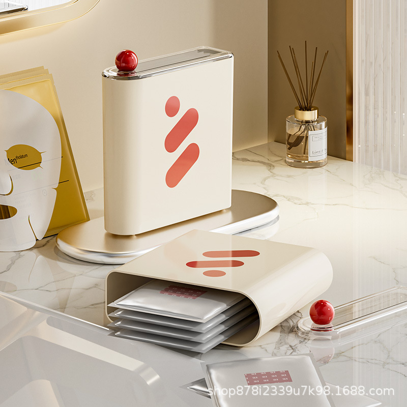 面膜收纳盒家用冰箱冷藏收纳盒带盖桌面收纳桶化妆品梳妆台面膜盒