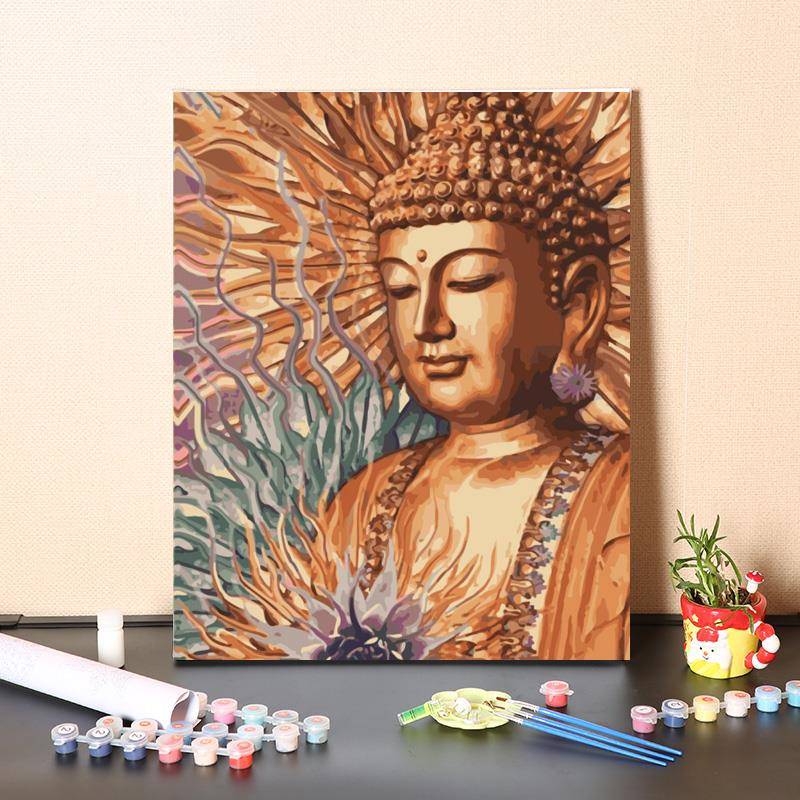 diy填充禅意客厅手工填色中式佛像人物油彩装饰丙烯画画图片