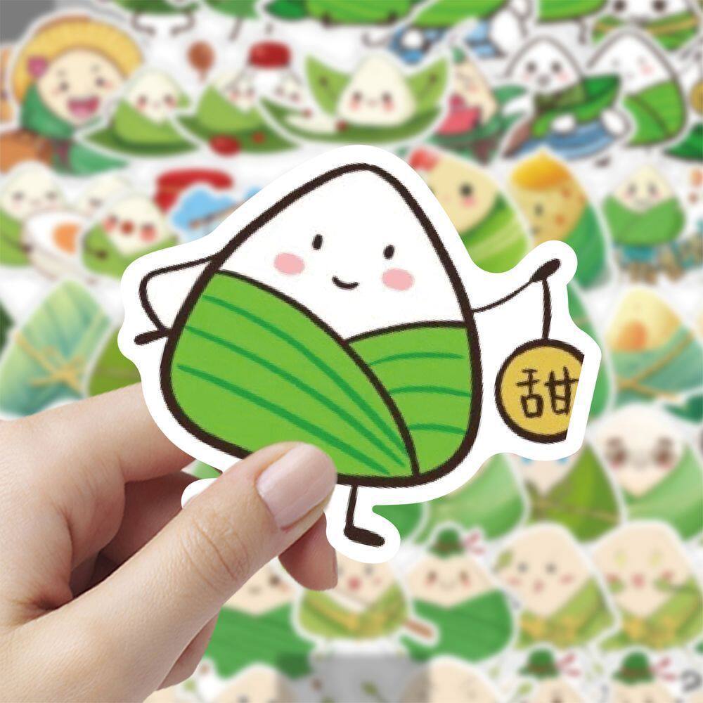 新款端午粽子卡通素材贴纸创意中国传统节日手账桌面装饰贴画防水