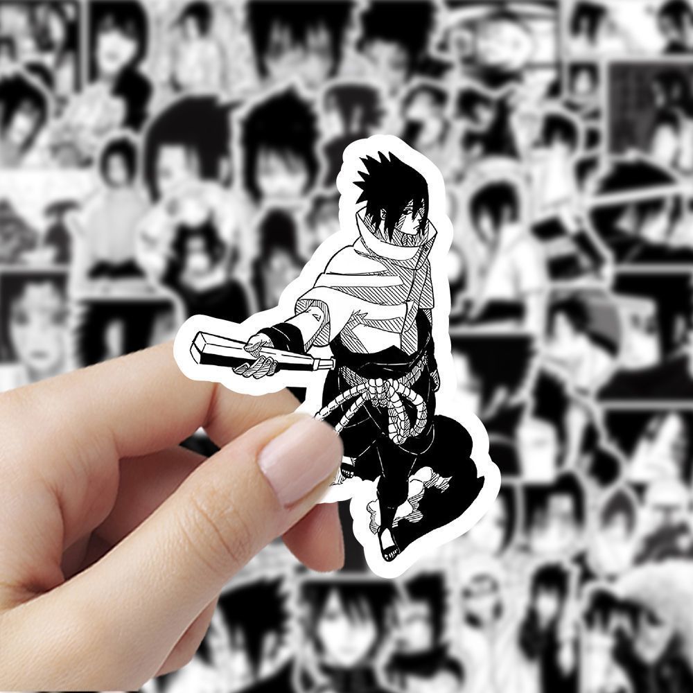 188张黑白佐助周边贴纸二次元火影装饰贴画笔记本行李箱防水贴纸