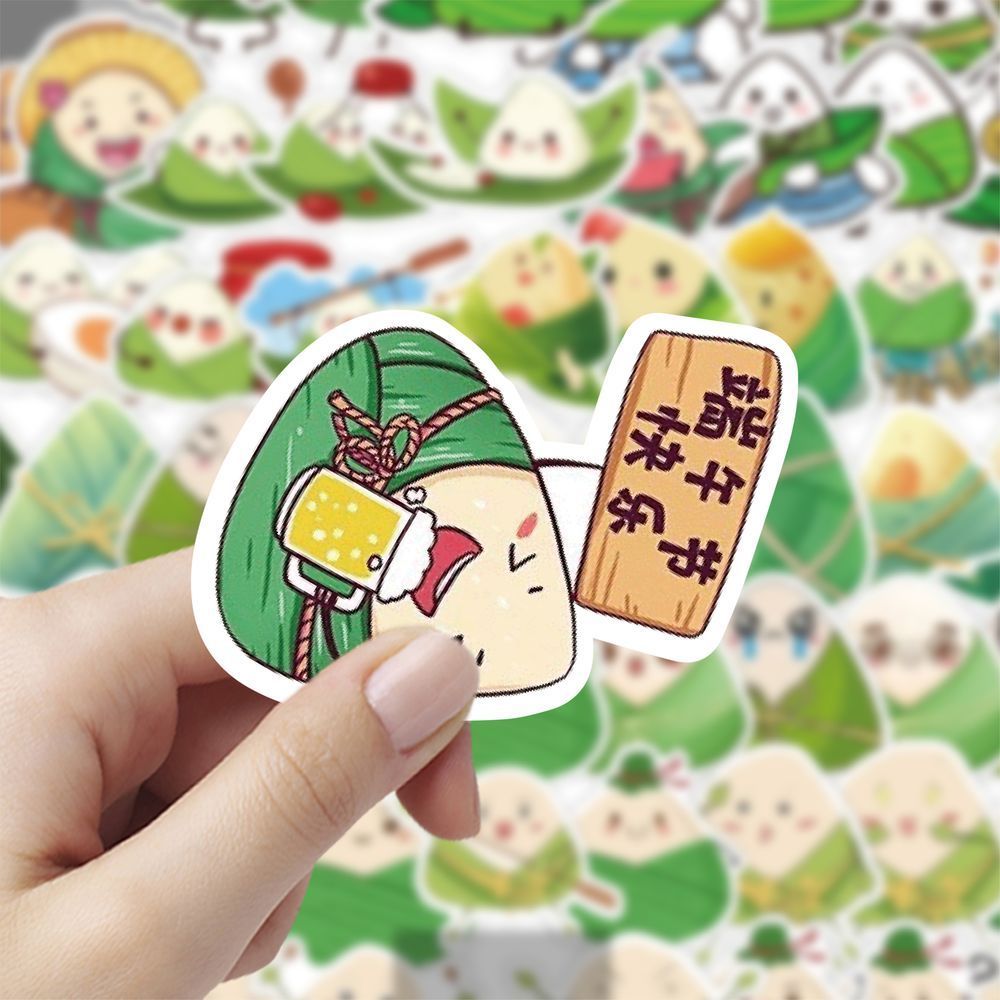 新款端午粽子卡通素材贴纸创意中国传统节日手账桌面装饰贴画防水