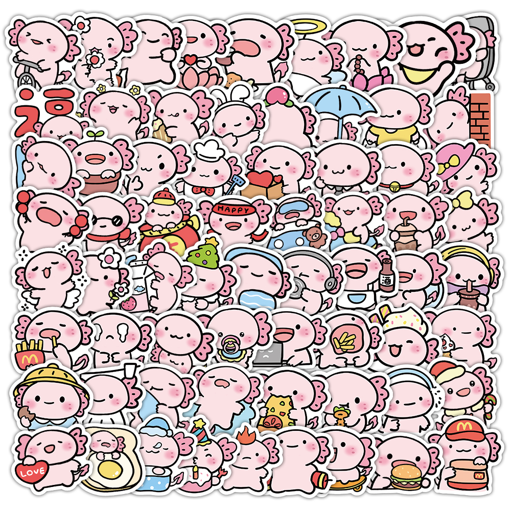 257张卡通蝾螈贴纸六角恐龙