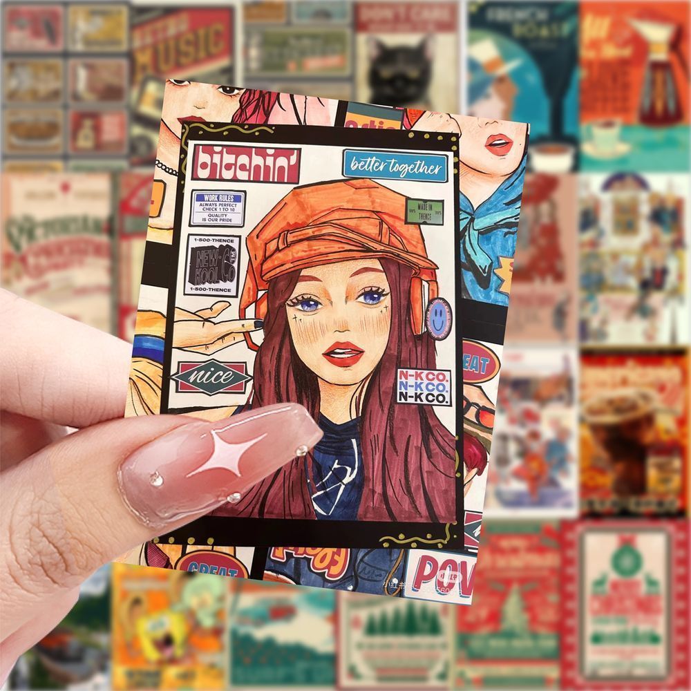 126贴美式复古海报杂志墙面装饰ins风小众高级个性高级感diy吉他