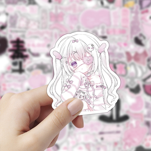 200贴粉色系ins装 饰手机甜酷风手咕卡贴纸可爱贴画diy手账