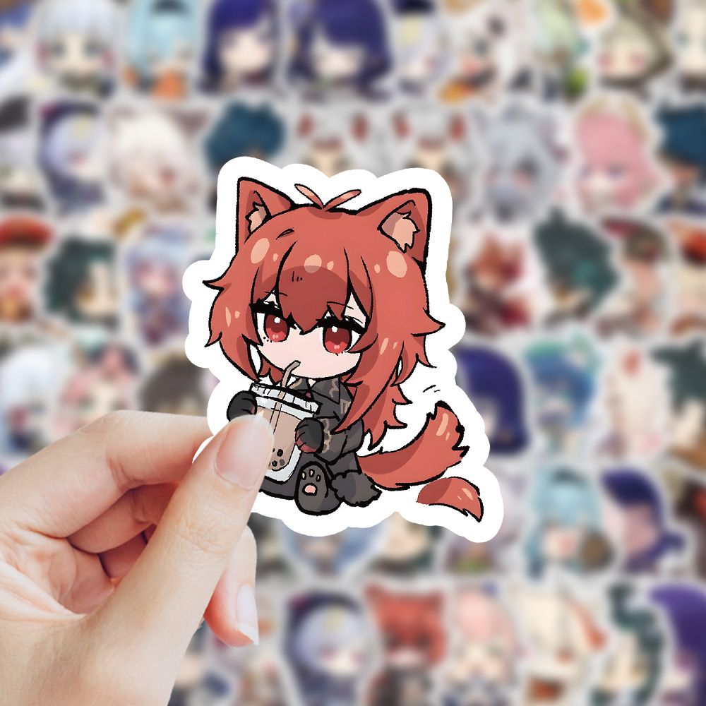 120张卡通原神Q版可爱表情ins贴纸diy装饰手账手机防水贴画不重复