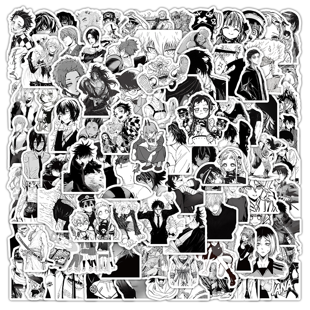 324黑白动漫贴纸200张防水