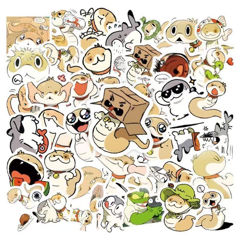 新款小狗蛇点点鲨猫可爱卡通贴画手机diy手账笔记本装饰贴纸